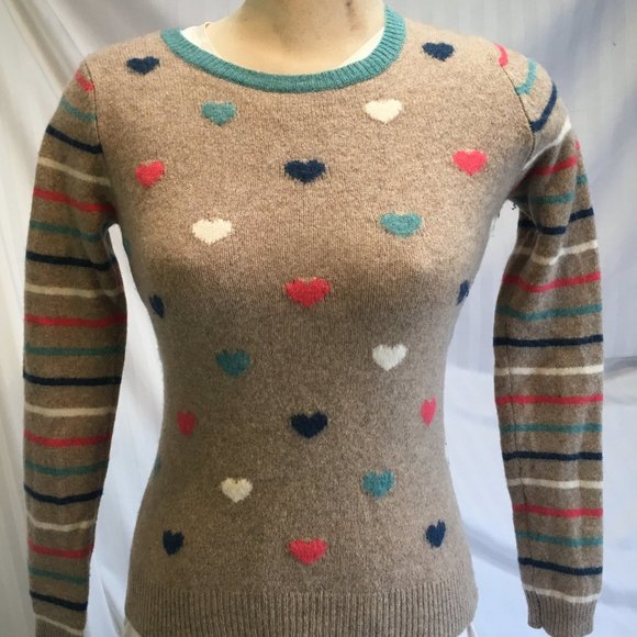 telluride Sweaters - Telluride Clothing Co Stripe Heart Sweater Vintage Womens Sm Fine Merino Wool